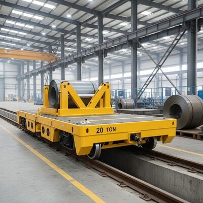 20 tấn xe tải vận chuyển đường sắt chạy bằng pin để xử lý cuộn dây thép và nấm mốc
